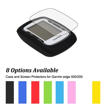 Гумен защитен кожен калъф + прозрачни защитни фолиа Shield Film за колоездене компютър GPS Garmin Edge 500/200 Muti-Colors