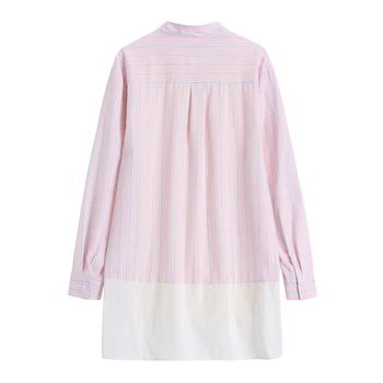 [ИАЛ] жените каре Irrgular голям е размерът на дълга блуза нов кръг деколте с дълъг ръкав свободна засаждане риза мода пролет есен 2021 1DD0351