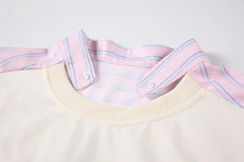 [ИАЛ] жените каре Irrgular голям е размерът на дълга блуза нов кръг деколте с дълъг ръкав свободна засаждане риза мода пролет есен 2021 1DD0351