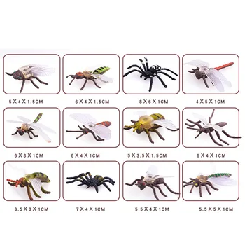12шт насекоми домашни модел фигурка действия за деца биология, наука образователни играчки на случаен стил на моделиране на насекоми модели играчки набор от