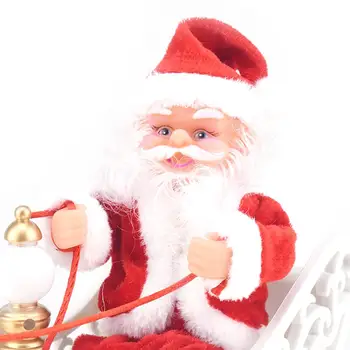 2020 Дядо Коледа Кукла Лосове Сани Електрически Автомобил С Музика Децата Home Decor Подаръци Подаръци Сладък Дядо Коледа Се Издига Комин