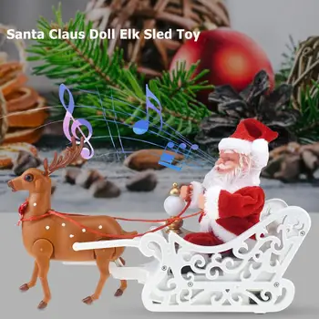 2020 Дядо Коледа Кукла Лосове Сани Електрически Автомобил С Музика Децата Home Decor Подаръци Подаръци Сладък Дядо Коледа Се Издига Комин