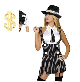 безплатна пп реална снимка!!!! плюс размера на cosplay костюми на Хелоуин костюми за жени гангстерский костюм s-2xl