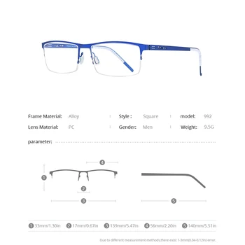 FONEX Alloy Eyeglasses Frame Men Square Късогледство Рецепта Optical Glasses 2020 New Metal Half Korean Screwless Eyewear 992