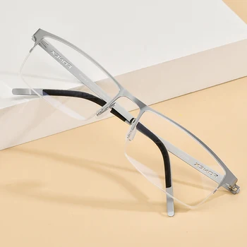 FONEX Alloy Eyeglasses Frame Men Square Късогледство Рецепта Optical Glasses 2020 New Metal Half Korean Screwless Eyewear 992