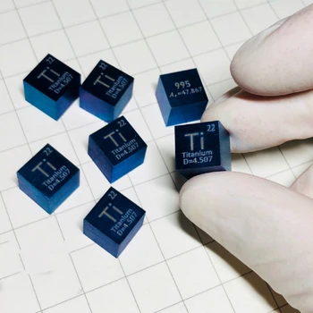 Titanium Cube Blue Color High Purity Element Collection Science Experiment 10x10x10mm for Research and Development Chemistry