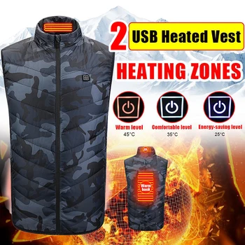 Жилетка с топъл Winter Outdoor Jacke Warm Electric USB Jacket Men Women Heating Coat Washable Thermal 2 зони на отопление размер S-8XL