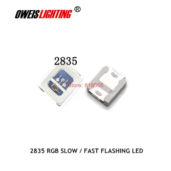 100шт 2835 RGB LED Self-мигащи LED ' S с IC ( светкавица бавна / бърза светкавица ) 3.3-5.0 v 20 ma 2.8*3.5 мм червен зелен син Безплатна доставка