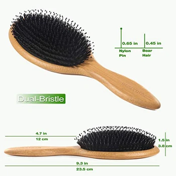 ABVP четка за коса Глиган четина четка за коса с найлонови игли бамбуковое гребло Detangler Brush Detangling добавяне на блясък, четки за ежедневна употреба