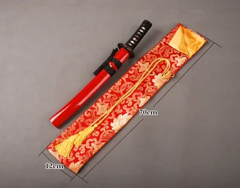 Нежна и елегантна червена коприна чанта за самурайского меча японското Танто Ница Sword Fitting изискана колекция или подарък QDX1