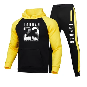 Нова марка на 23 мъжка мода за мъже hoody Мъжки спортни панталони от две части с качулка + панталон спортен мъжки костюм