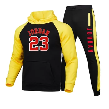 Нова марка на 23 мъжка мода за мъже hoody Мъжки спортни панталони от две части с качулка + панталон спортен мъжки костюм