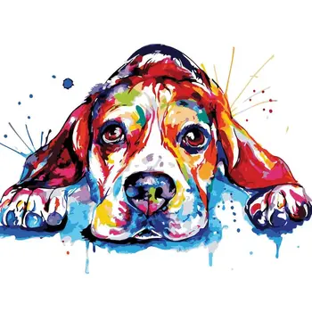 Gatyztory Colorful Dog Frame САМ Painting By Numbers Animal Handpainted маслени Бои на Платно Coloring Wall Decor