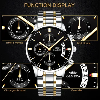 OLMECA мъжки часовник луксозни мъжки модерен часовник от неръждаема стомана военни водоустойчив Кварцов ръчен часовник Saat Relogio Masculino