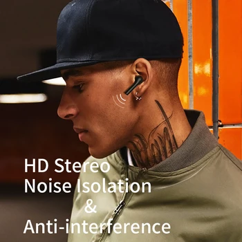 QCY T5 Безжични Bluetooth слушалки V5.0 сензорно управление стерео слушалки HD разговор с батерия 380 ма-