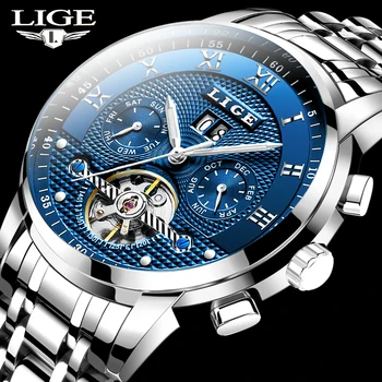 LIGE мъжки часовници мода топ марка луксозни бизнес автоматични механични часовници мъжки ежедневни водоустойчив часовник Relogio Masculino+кутия