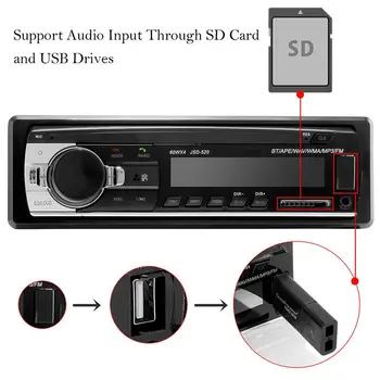 Автомобилен MP3 мултимедиен плеър 2020 Bluetooth Авторадио стерео Радио FM, Aux вход приемник SD, USB JSD-520 12V In-dash 1 din