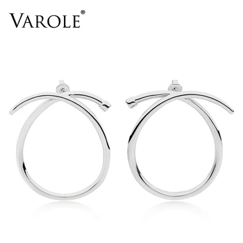 VAROLE Highquality Gold Color Knotted Хоп Earrings for Women New Design Silver Color Earrings Wholesale