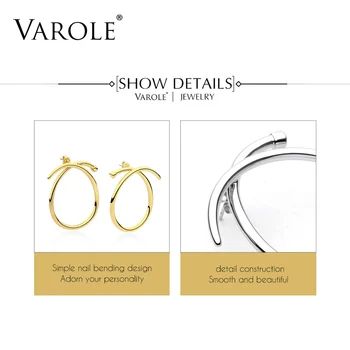 VAROLE Highquality Gold Color Knotted Хоп Earrings for Women New Design Silver Color Earrings Wholesale