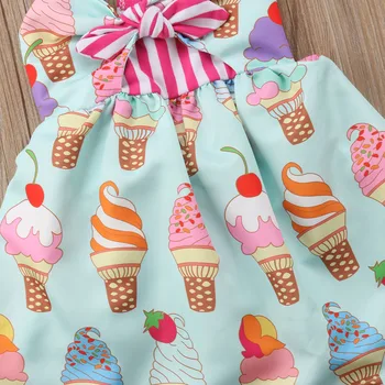 Ma&Baby 6m-5Y Summer Сладко Baby Kid Girls Tutu Dress сладолед печат лук рокли рожден ден празнични костюми на Детски дрехи
