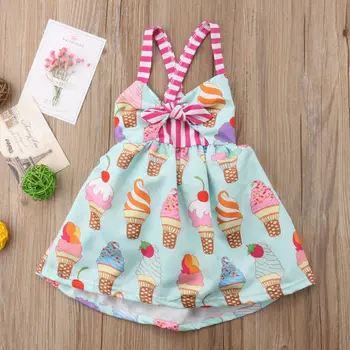 Ma&Baby 6m-5Y Summer Сладко Baby Kid Girls Tutu Dress сладолед печат лук рокли рожден ден празнични костюми на Детски дрехи