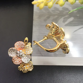 Lanyika Fashion Jewelry Изискан Отличителен Петуния Микро Позлатени Обеци Годишнина От Сватбата Романтична Сватбена Дневен Най-Добрият Подарък