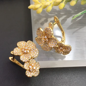 Lanyika Fashion Jewelry Изискан Отличителен Петуния Микро Позлатени Обеци Годишнина От Сватбата Романтична Сватбена Дневен Най-Добрият Подарък