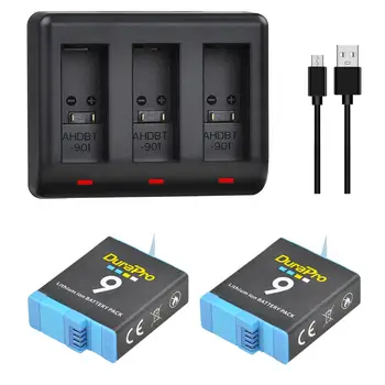 3x 1780mAH AHDBT-901 батерия + 3-Слотное зарядно устройство с вид на C & Micro USB порт за GoPro Hero 9 Hero 9 Go Pro 9 екшън камери