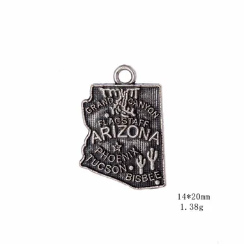 My shape Arizona America State Map Charm Antique Fit For Сам Bracelet Pendant Jewelry Making 14*20mm 30 бр./лот
