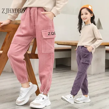 2020 Момиче Пролет панталони нова мода памук деца розови панталони за момичета панталони 3 5 8 10 12 години, децата момичета, детски външните панталони