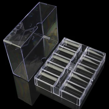 Гореща професионална казино игра прозрачен покер комплект чипове тава 20 реда/200 контейнера на притежателя калъф за съхранение с капак 1бр