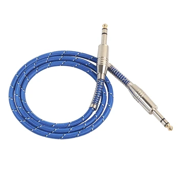 6.35 мм до 6.35 мм o кабел между мъжете за електрически китари миксер стерео кабел(1 m), син + сребро