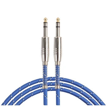 6.35 мм до 6.35 мм o кабел между мъжете за електрически китари миксер стерео кабел(1 m), син + сребро