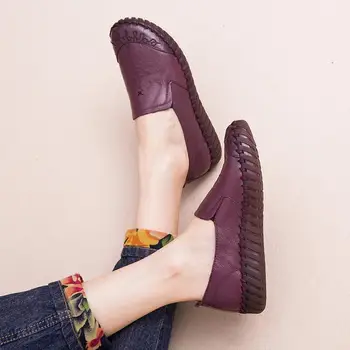 Пролетно обувки от естествена телешка кожа, за жени slip-on designer highquality female casual loafers shoe