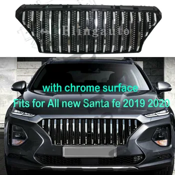 Предната решетка, решетка, радиатор, подходящ за H yundai всички нови Santafe TM 2019 2020 Santa fe chrome ABS grille gloosy silver