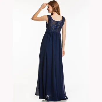 Dressv тъмно кралско синьо дълга вечерна рокля евтини лъжичка врата мъниста сватбена парти официална рокля a line вечерни рокли