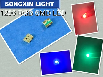 3000pcs 1206 RGB общ анод SMD 1206 LED крушка 3227 RGB трикольор червен зелен син Ултра ярки SMD LED диод светоизлучающий
