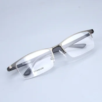 Чиста Титановая дограма glasse Frame for men Big size Eyewear Light Weight Half -rim Business Eyeglasses Optical Рецепта Oculos