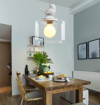 Скандинавските модерни прости висящи лампи, стъклени птици led висящи крушки E27 притежателя лампи бяла патица стъклена подвесная лампа за Дингинговой стая