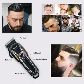 Kemei hair clipper професионален тример за коса в пишещи машини за стригане на коса за мъже електрически тримери, LCD дисплей машина фризьорски салон нож за коса 5