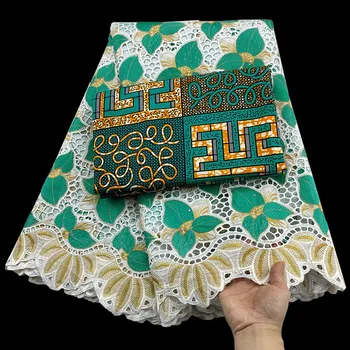 Швейцарската лейси плат 2020 последния печатни восък бродерия африкански памучен плат швейцария завесата дантела популярен Дубай стил лимон-зелен