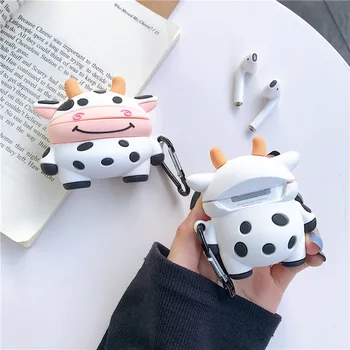 За Airpods Pro 3D Сладко Cartoon Milk Cattle Calf Case for Apple Airpods 1 2 3 Drink Bubble Milk Tea Cow Wireless Headphone Cover