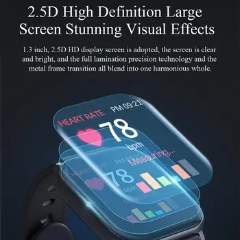 Сърдечната честота на кръвното налягане гривна Фитнес тракер, спортни умни часовници Bluetooth разговори дистанционно помещение SMS напомняне за iPhone LG
