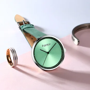 Фантор марка луксозни минималистичен часовници за жени зелен циферблат кожа елегантен дамски дамски кварцов часовник montre femme
