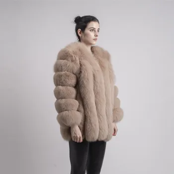 QIUCHEN PJ8128 2020  women winter real fox fur coat big fur long sleeve fashion girls jacket