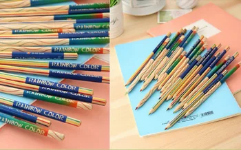72 бр./лот , творчески 4 в 1 Rainbow цветен молив за графити , Дъгата дървен молив за деца DIY рисуване , живопис