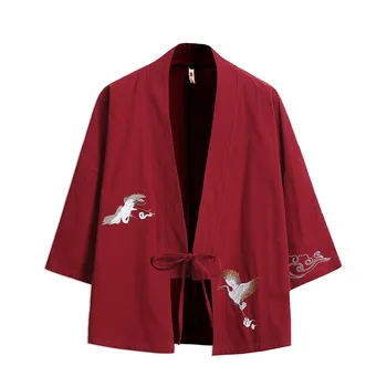 Мъже, Жени Жилетка Китайски Дракон Традиционни Японски Дрехи Азиатската Облекло Самурайски Кран Японски Стил Кимоно Haori Палто