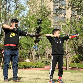 Junxing Outdoor Youth извит лък спортна игра на открито играчка лък и стрели, Стрелба с лък, определени за Стрелба с лък обучение играчка