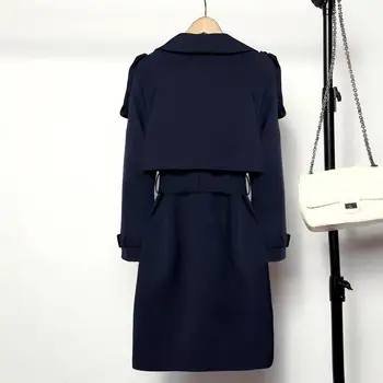 Нова мода двубортный средно-дълги палта, жените тънък колан дъждобран Mujer ветровка женски Abrigos