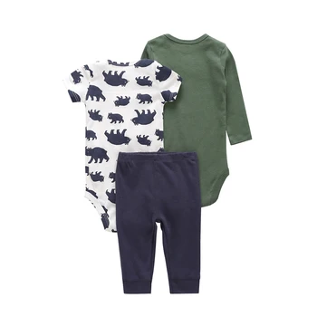новородено подарък 2020 детето е момче, момиче облекло набор от картун мечка боди + плъзгачи памук + панталони детската момче 3 бр. облекло bebes 6-24 м